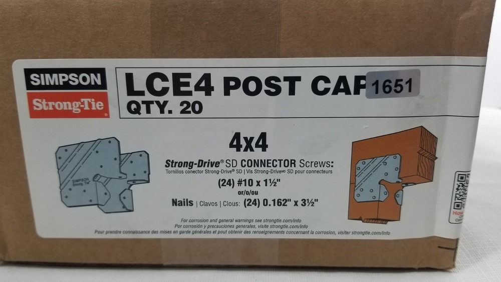 Simpson Strong-Tie LCE4 Post Cap 20 Pk