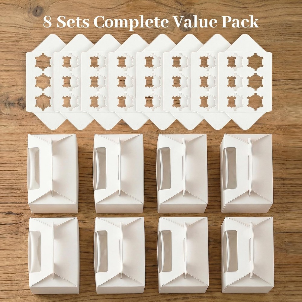 8 PCS White Cupcake Boxes 6Count Containers With Window 9.3x6x3.5 Inch