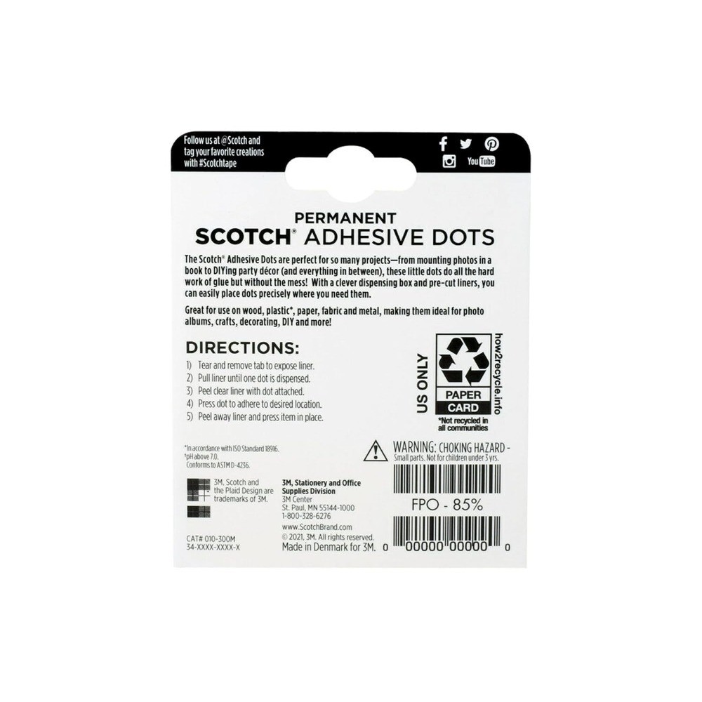 Adhesive Dots Medium Size 0.3 Inches 300 Dots per Pack Easy Dispense Permanent