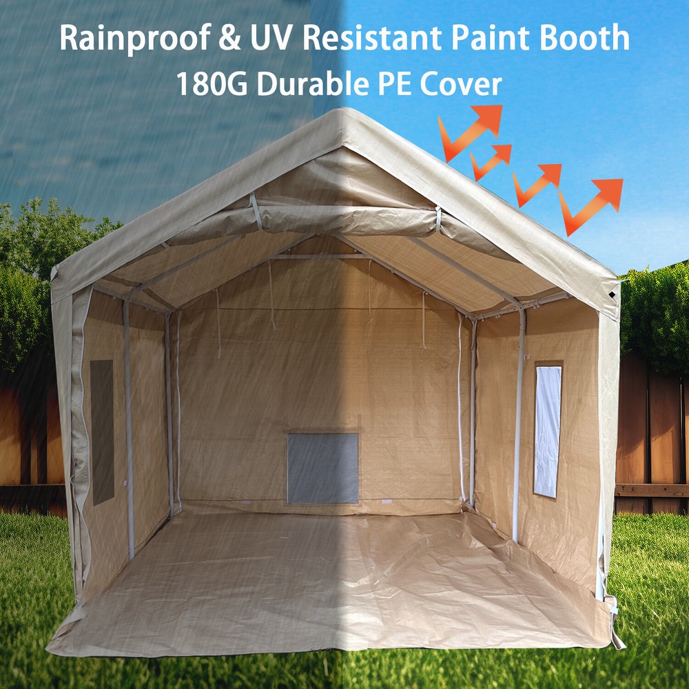 Rainproof Portable Paint Booth 10X10X9FT Spray Booth with Replaceable Floor