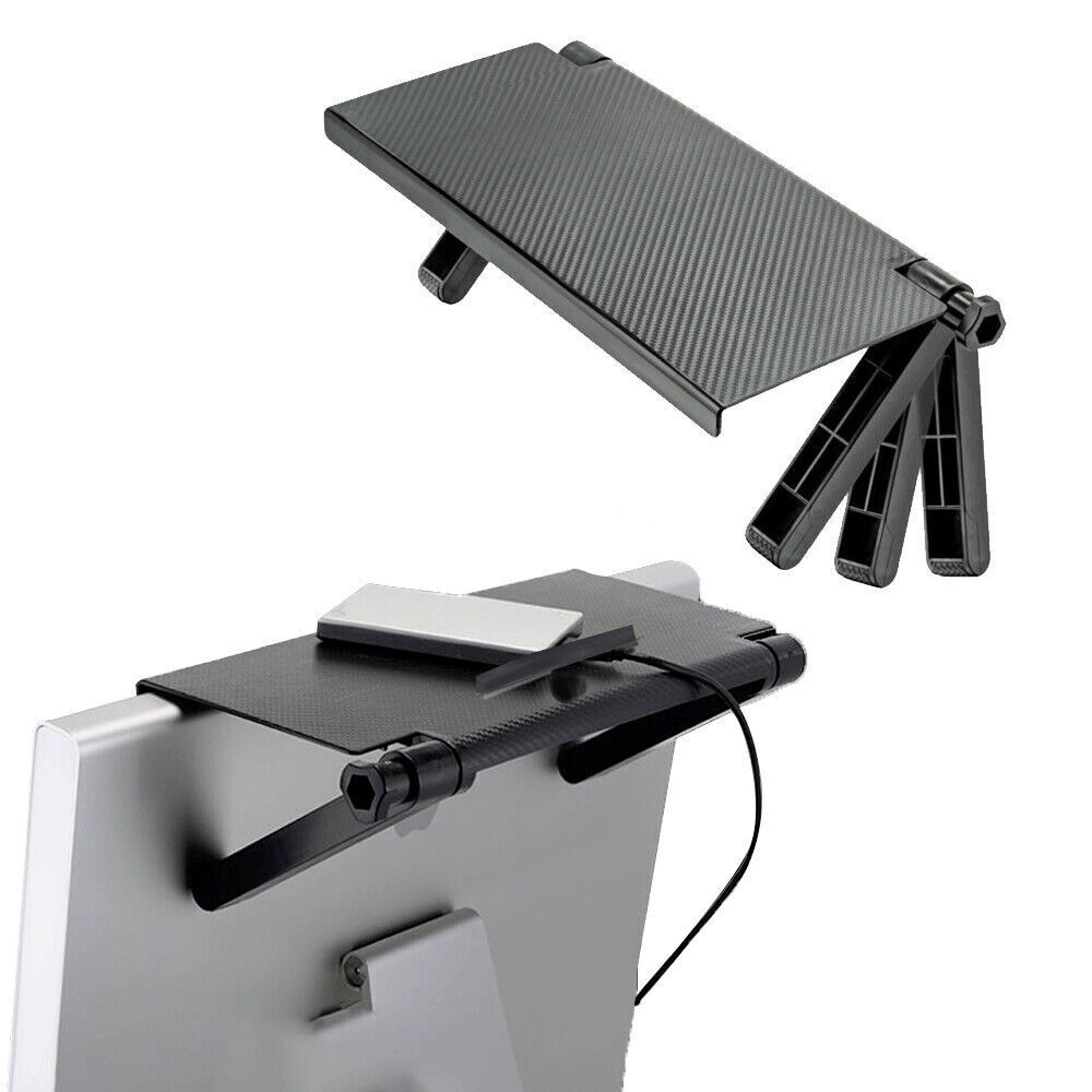 1PC Black ABS Adjustable TV Screen Top Storage Shelf Folding Design 33x16x2.5cm