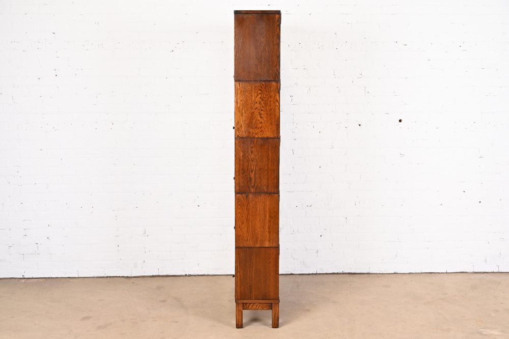 Antique Arts & Crafts Oak Five-Stack Barrister Bookcase by Lundstrom, Circa 1920