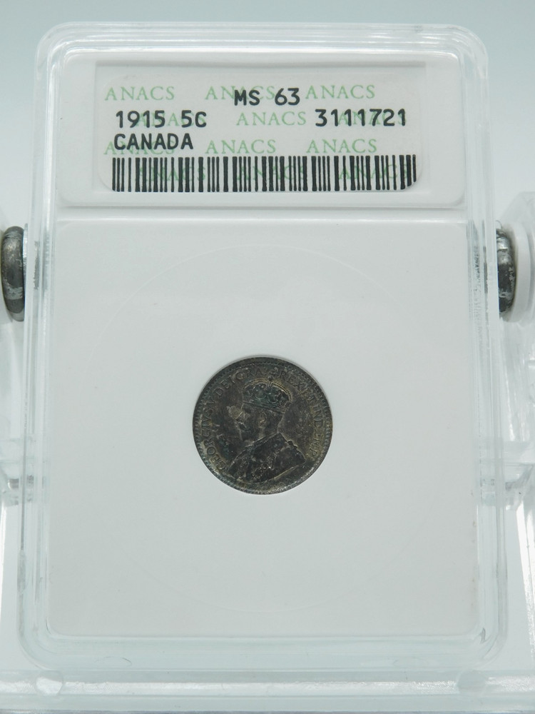 1915 CANADA 5 CENT ~ ANACS GRADED MS 63 (BT1136)