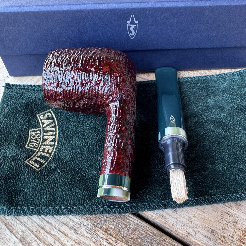 Savinelli Foresta Rusticated Brown Billiard (111 KS) 6mm Filter Pipe - New