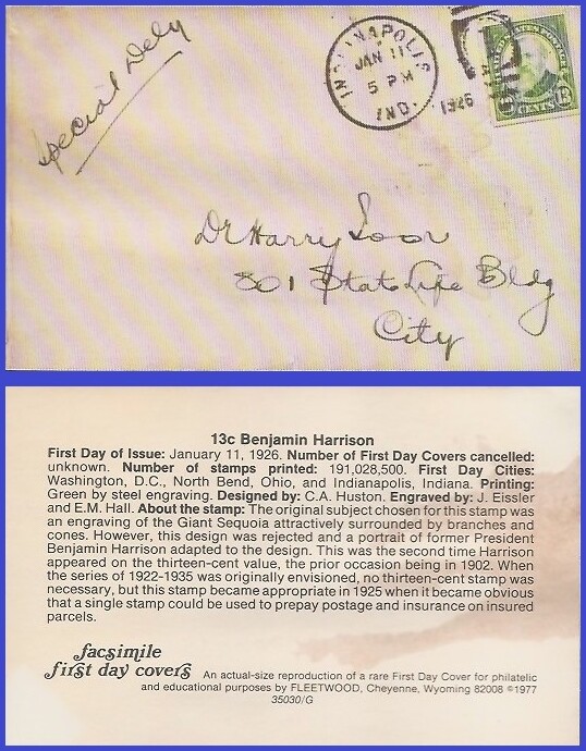 USA5 # 622 ADDR FACSIMILE FDC   Harrison