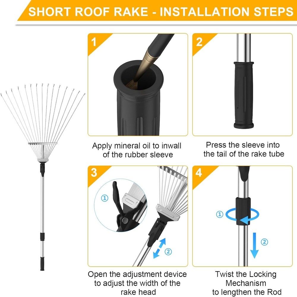 7 31ft Telescoping Roof Rake Yard Tool Dual Use