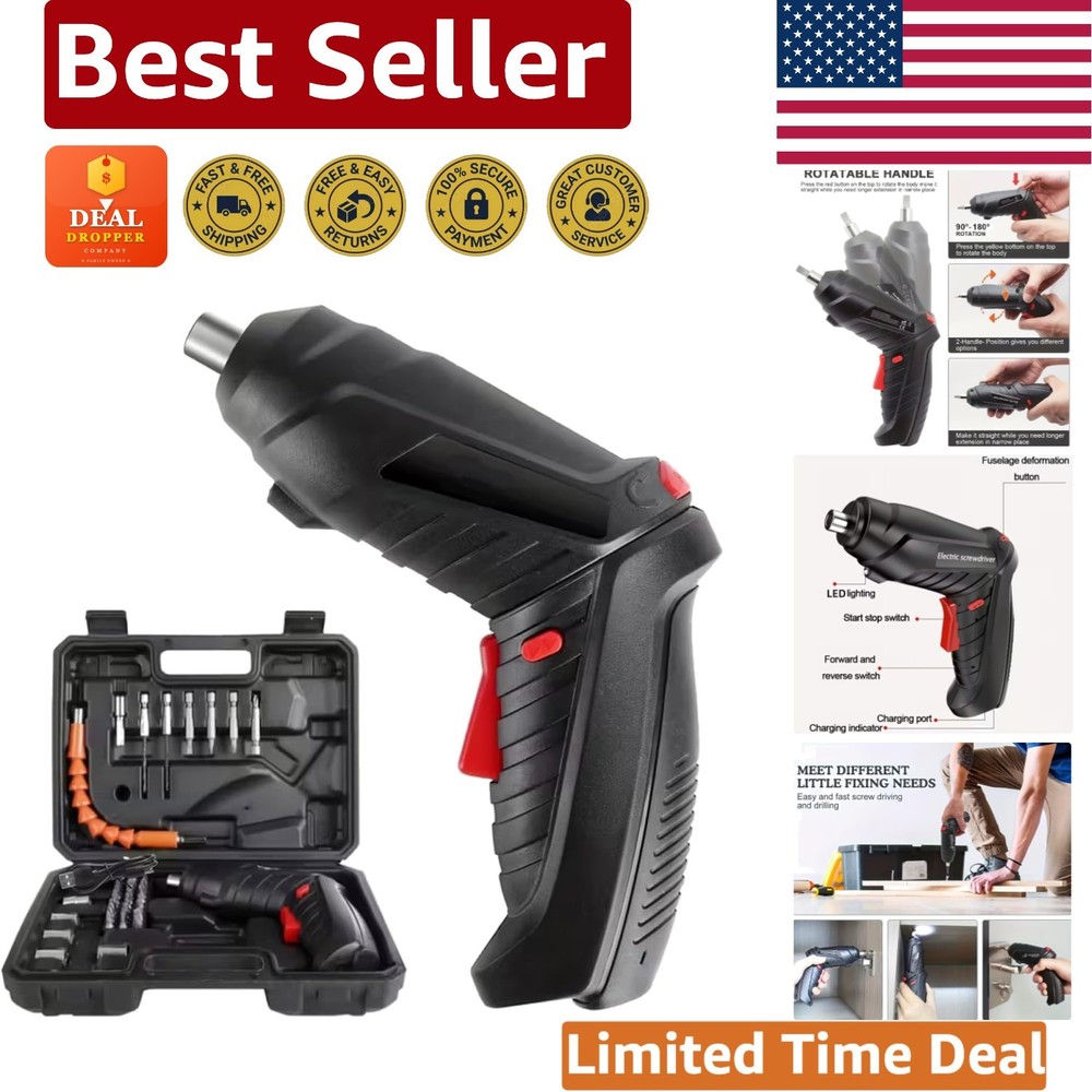 Versatile Cordless Screwdriver with 47-Piece Tool Set & Easy USB Charging