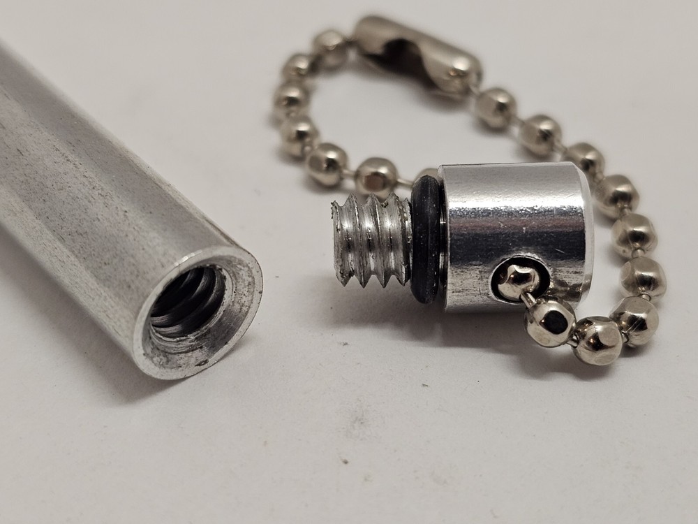 Silver Pill Storage Keychain Cylinder Water Resistant Oring