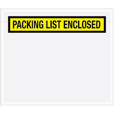 Packing List Envelopes, Yellow, Pk1000, Pl490