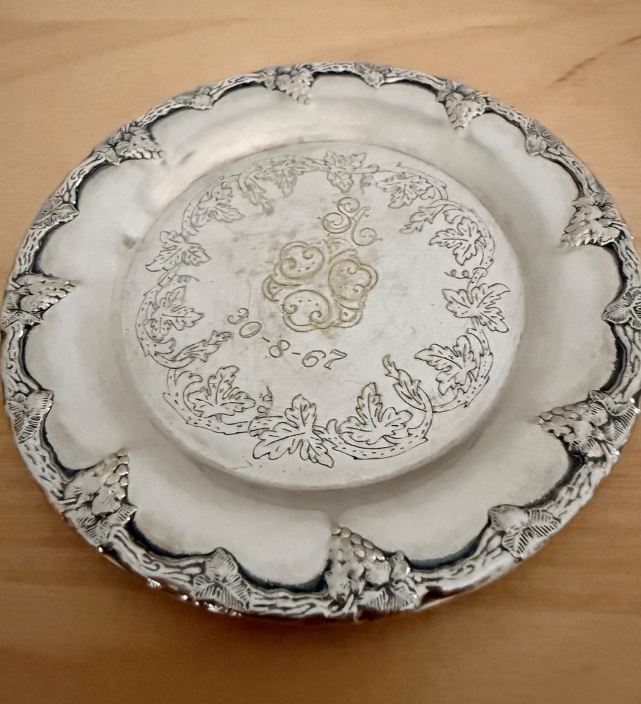 2 SILVER PLATED COASTERs-VINTAGE SMALL PLATES