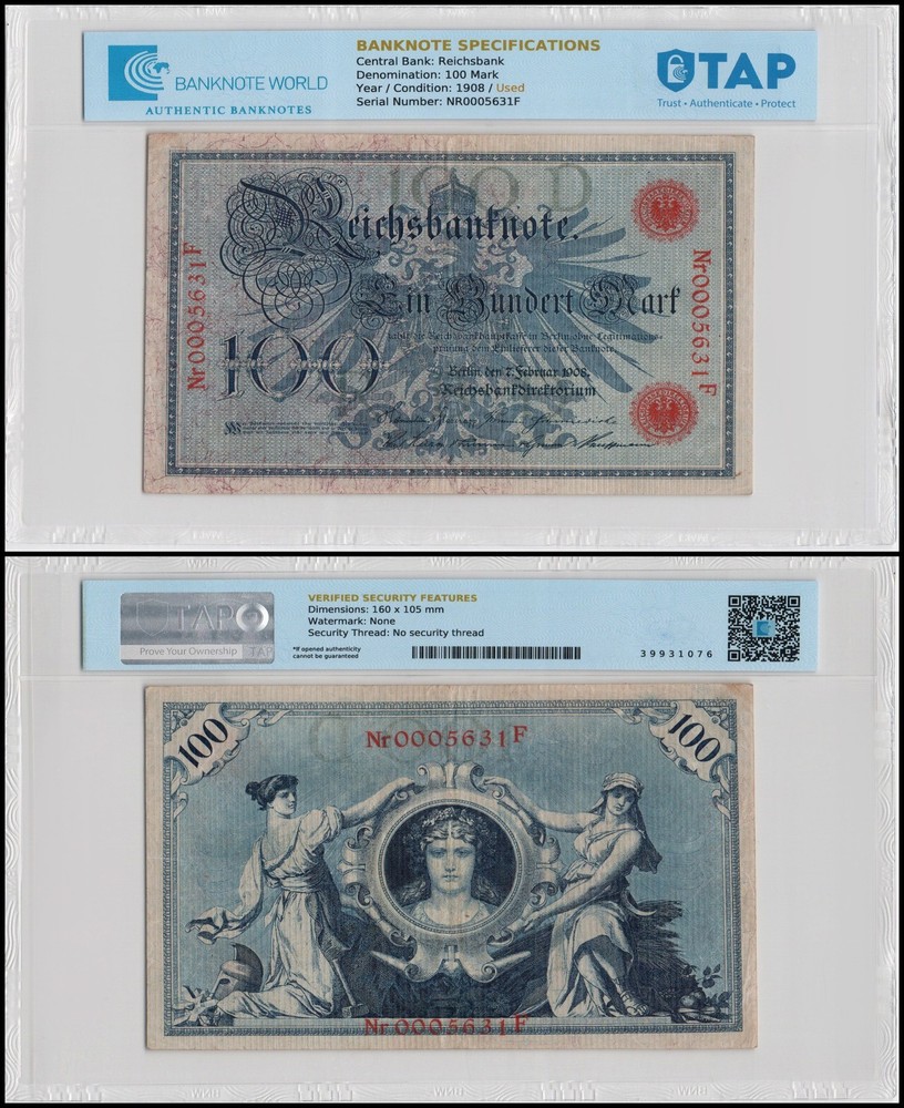 Germany 100 Mark, 1908, P-33, Used, Authenticated