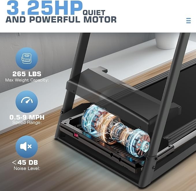 🏃9% Incline Foldable Treadmill with Kettle Cup Holder &36 Workout Programs🏃
