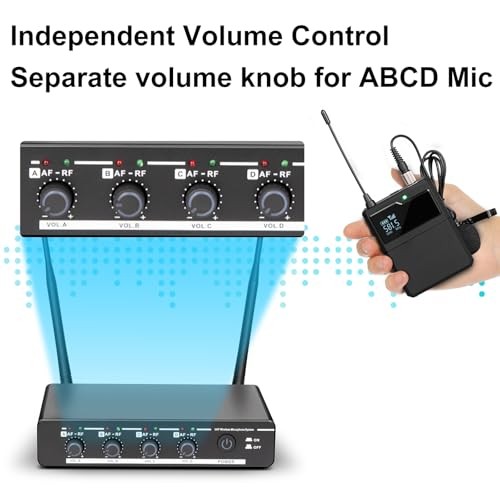 R6 Professional Wireless Microphone UHF System 4 Channel with 4 bodypack mic