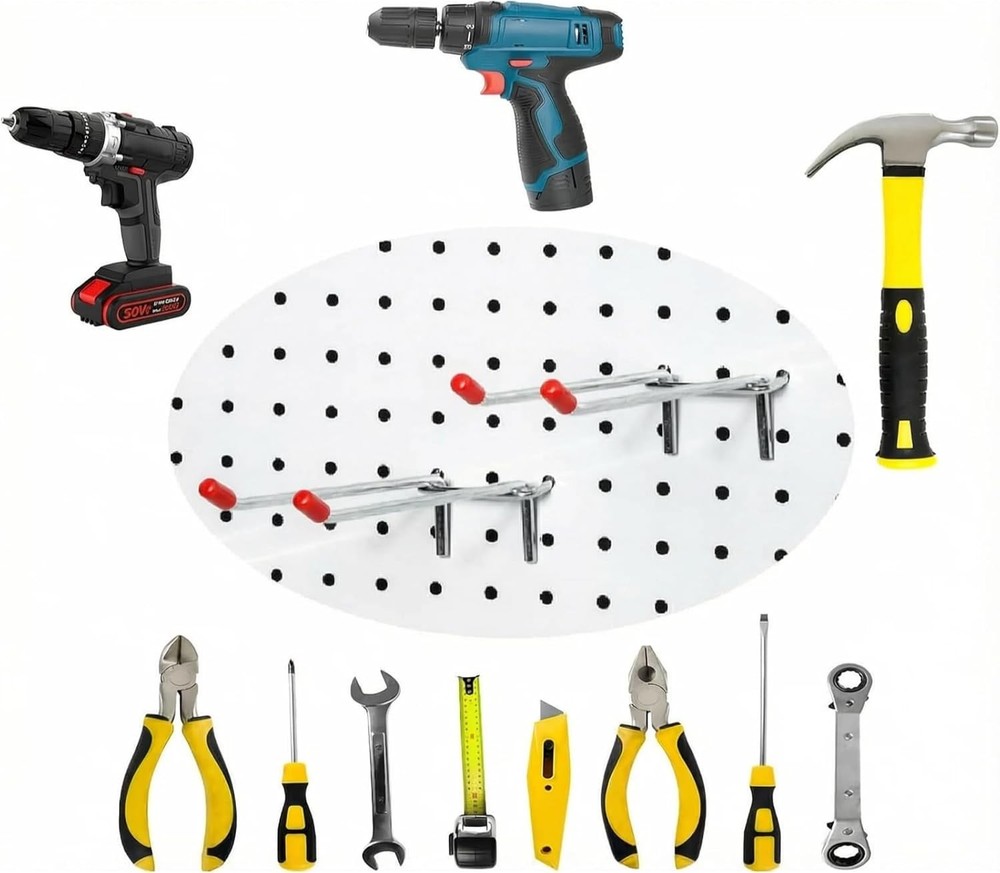 Pegboard Hooks 10-Pack Metal - Peg Board Hooks for Hanging Tools, Peg Board Orga