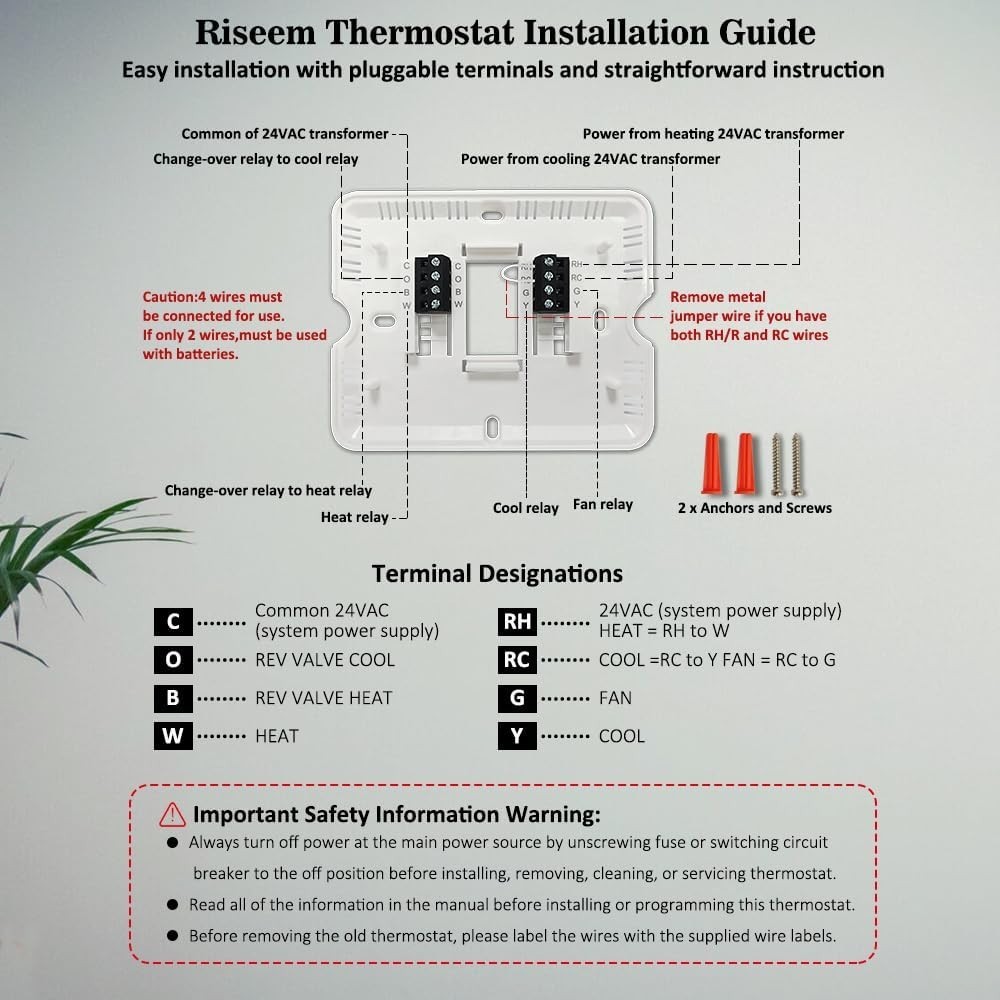User-Friendly Non-Programmable Thermostat for 1 Heat/1 Cool Systems - White LCD