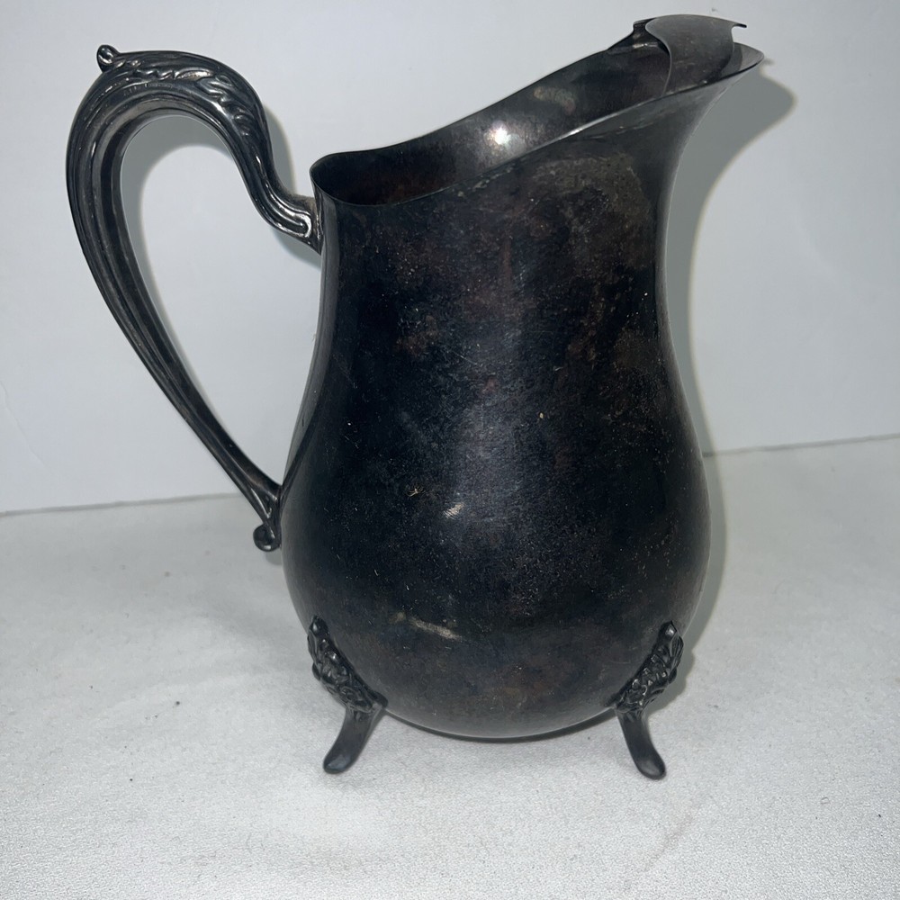 Vintage Silver Plated Water Pitcher Ice Guard Footed