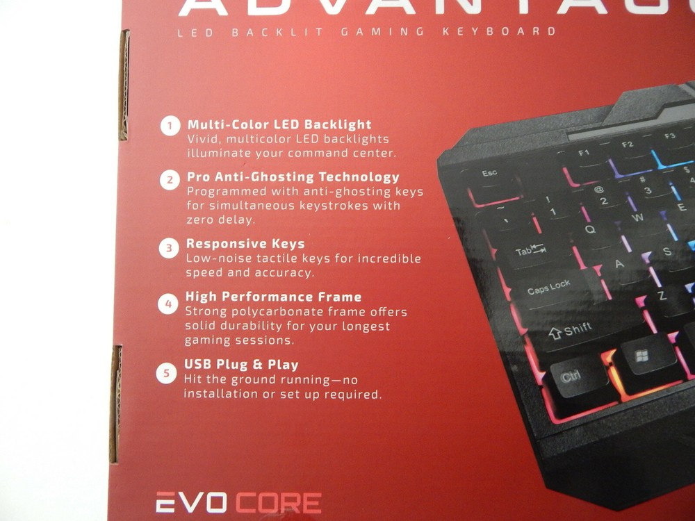 Evo Core Advantage Start LED Backlight Gaming Keyboard Black New