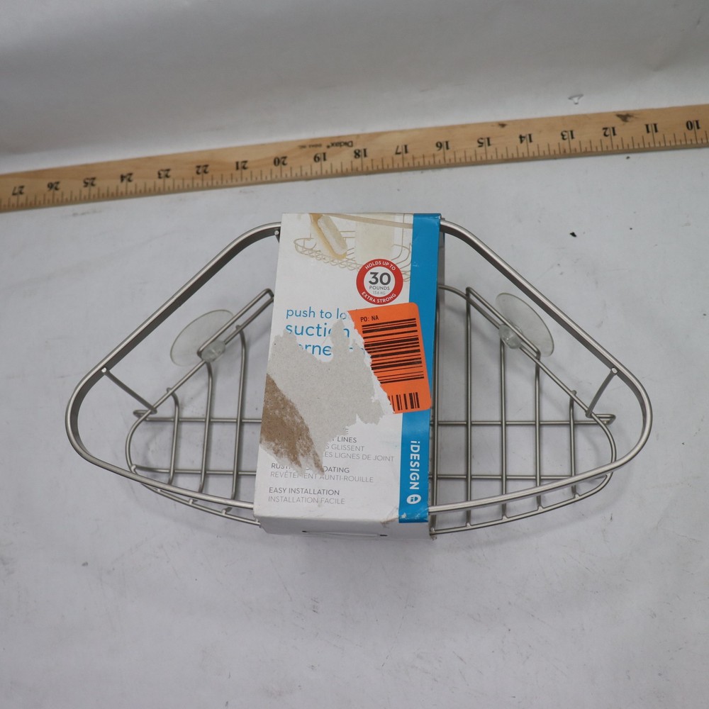 IDESIGN Everett Push Lock Suction Corner Basket in Satin