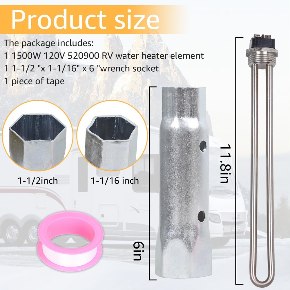 520900 RV Water Heater Element Kit,Compatible Replacement for ash gray