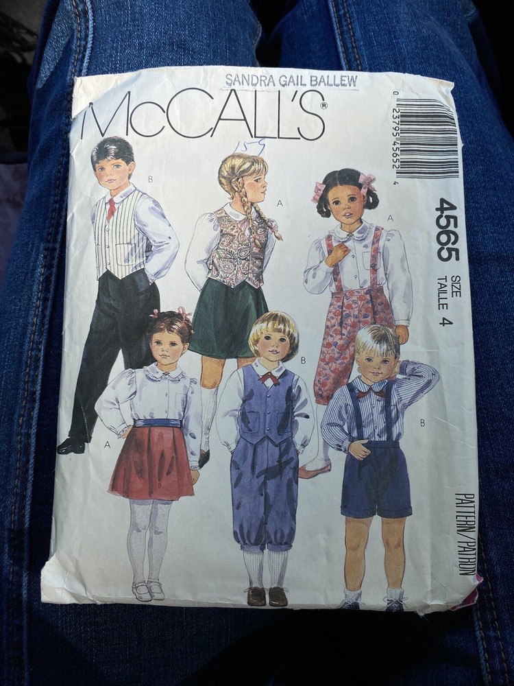 kids Lined Clothes Cut 4565 McCalls Size 4 Sewing Pattern