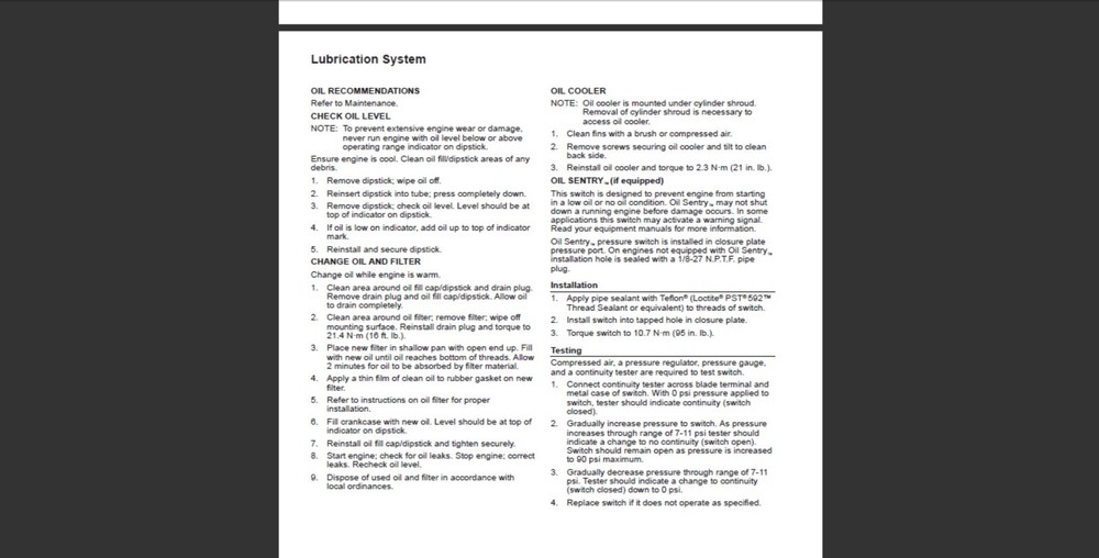 Kohler Engine Command PRO CH940 CH1000 Workshop Service manual
