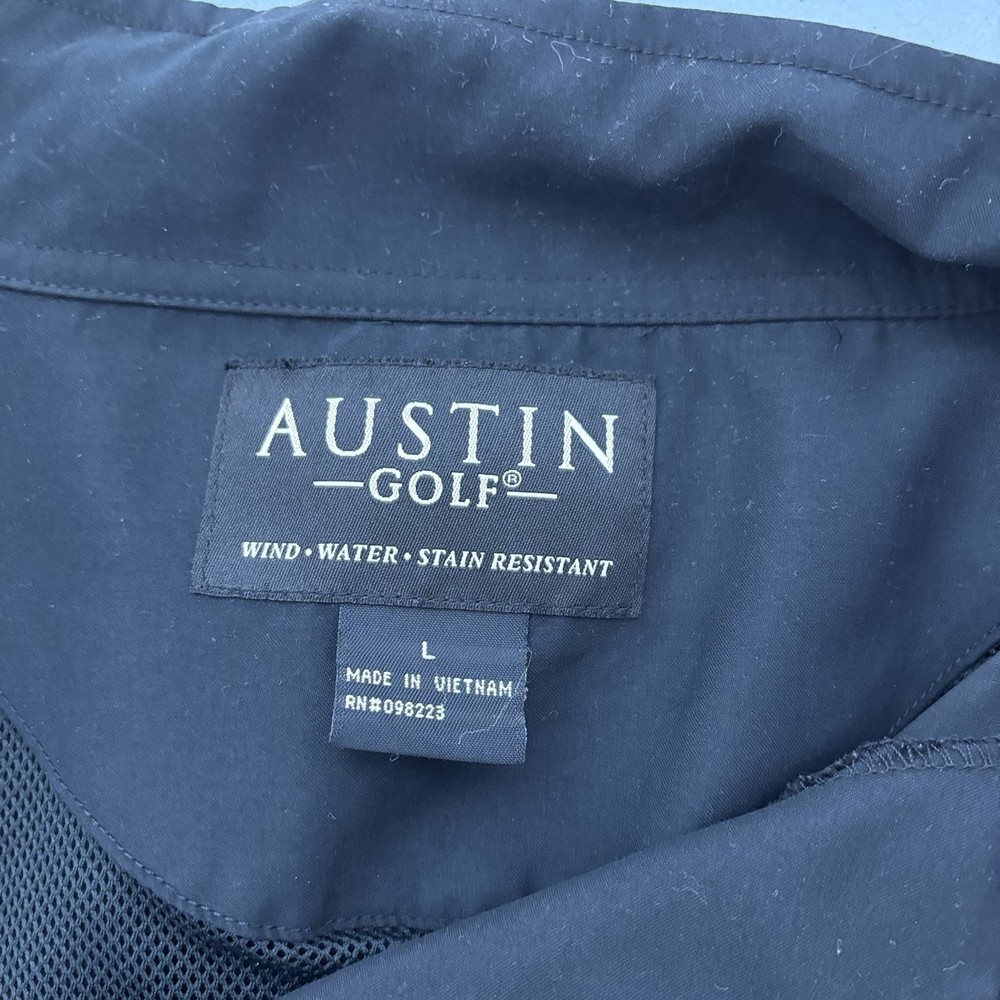 Austin Golf Men's Large Black Pullover Jacket Golf Wind Water Stain Resistant