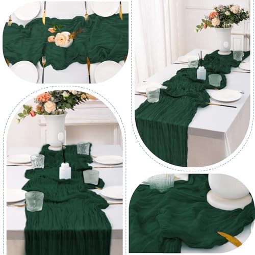 12 Pack Table Runners 10FT Cheesecloth Table Runner 21x120 12Pack Emerald Green