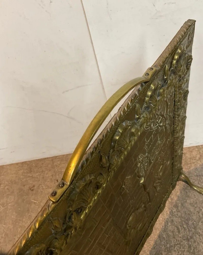 Antique Vintage Brass Fireplace Screen