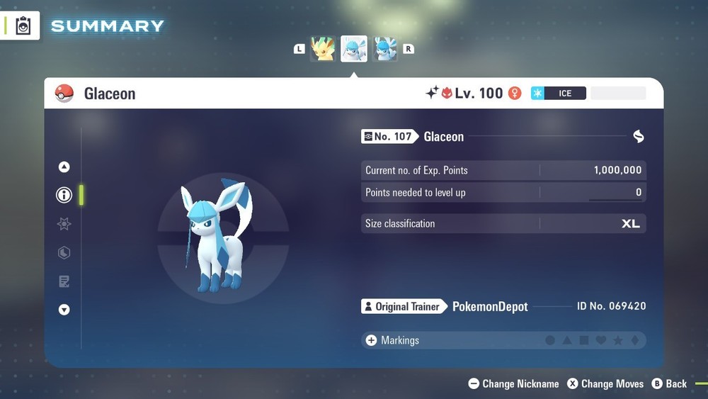 6IV Shiny Glaceon Pokemon Legends ZA *SAME DAY*