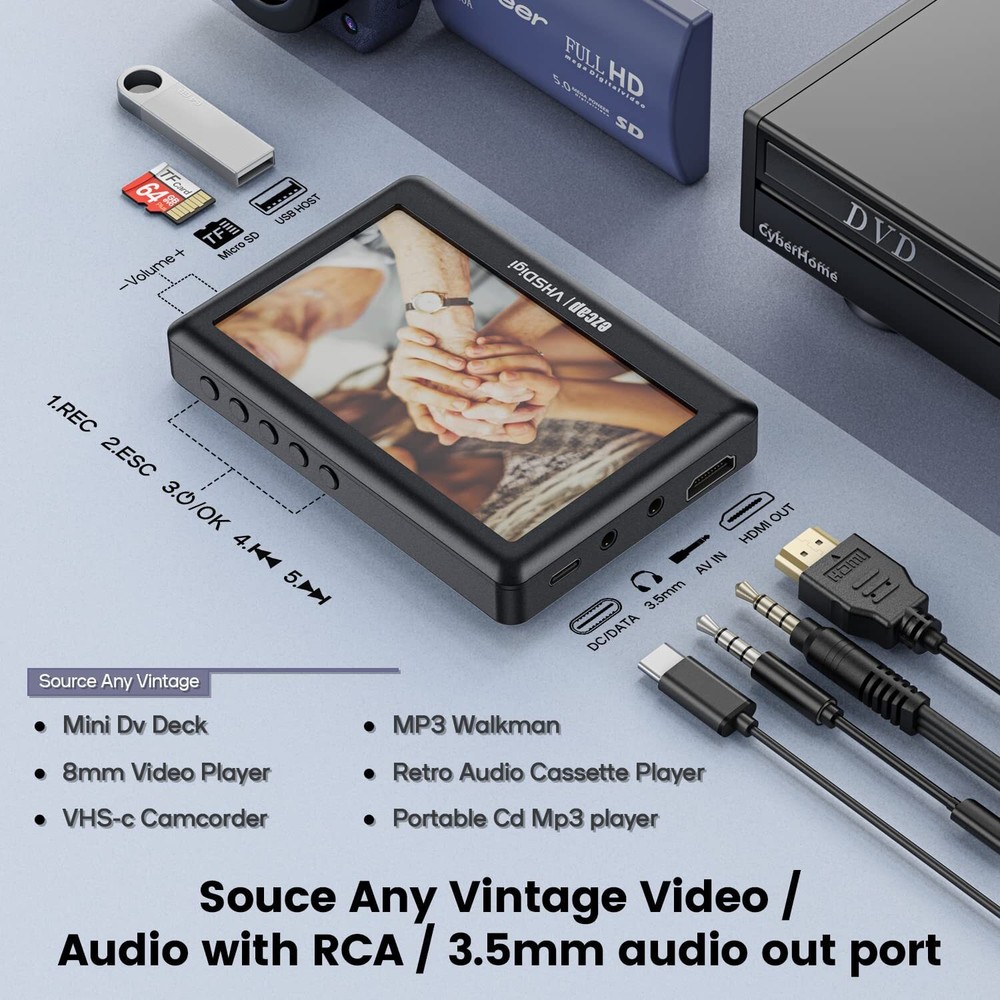 VCR VHS Video to Digital Converter 3.0 Third Generation USB Capture Device C5F8