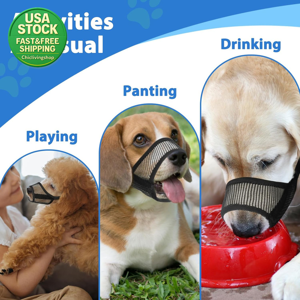 Dog Muzzle Mesh anti Biting Chewing Adjustable Strap for Small Medium Large