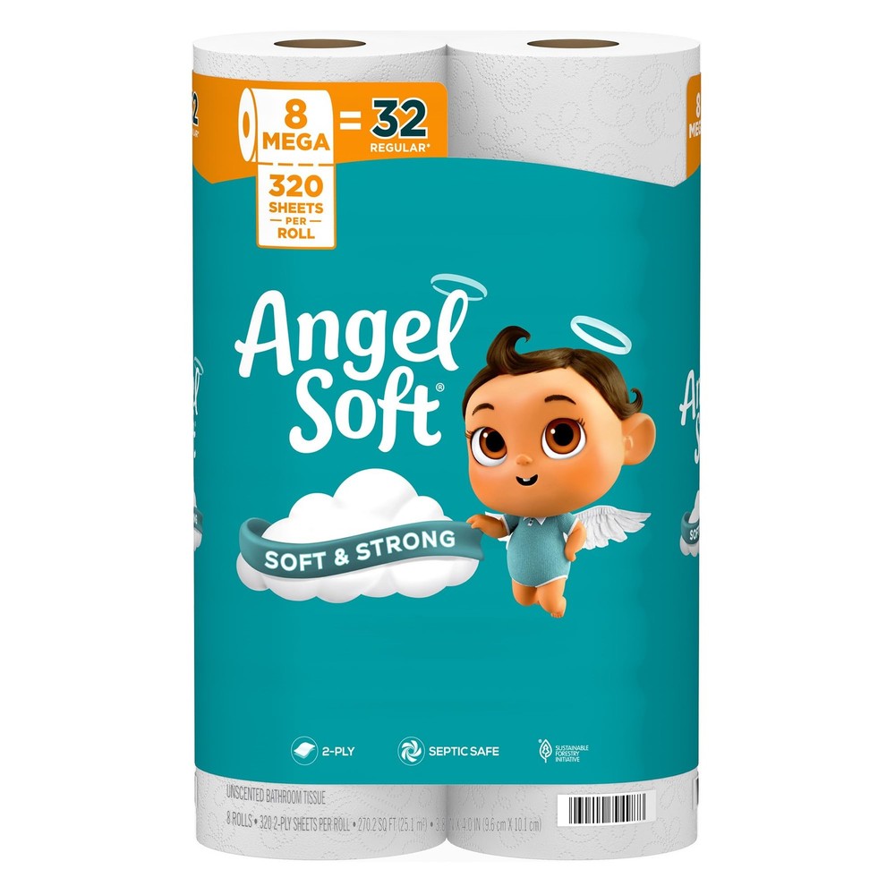 Soft Strong Toilet Paper 8 Mega Rolls Bulk Bath Tissue