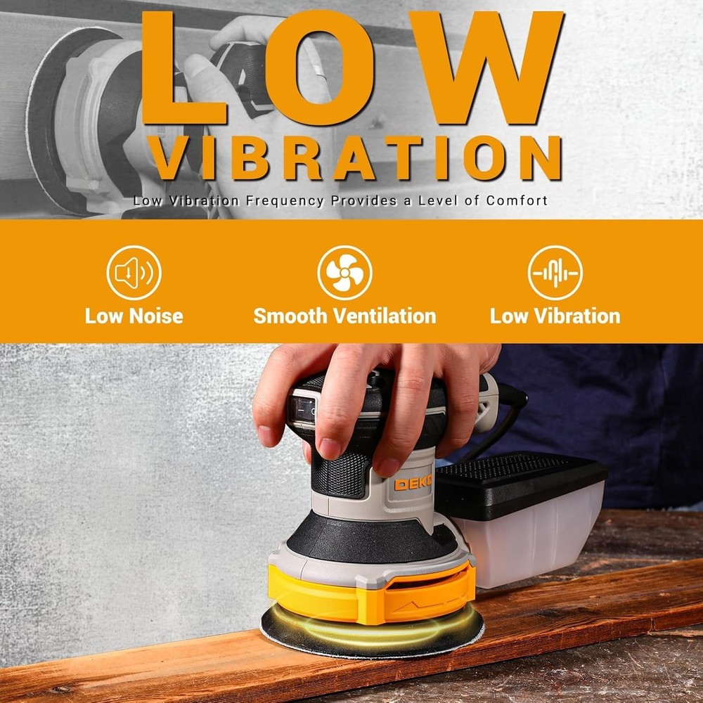 Versatile 5-Inch Random Orbital Sander - Ergonomic & Efficient Dust Collection