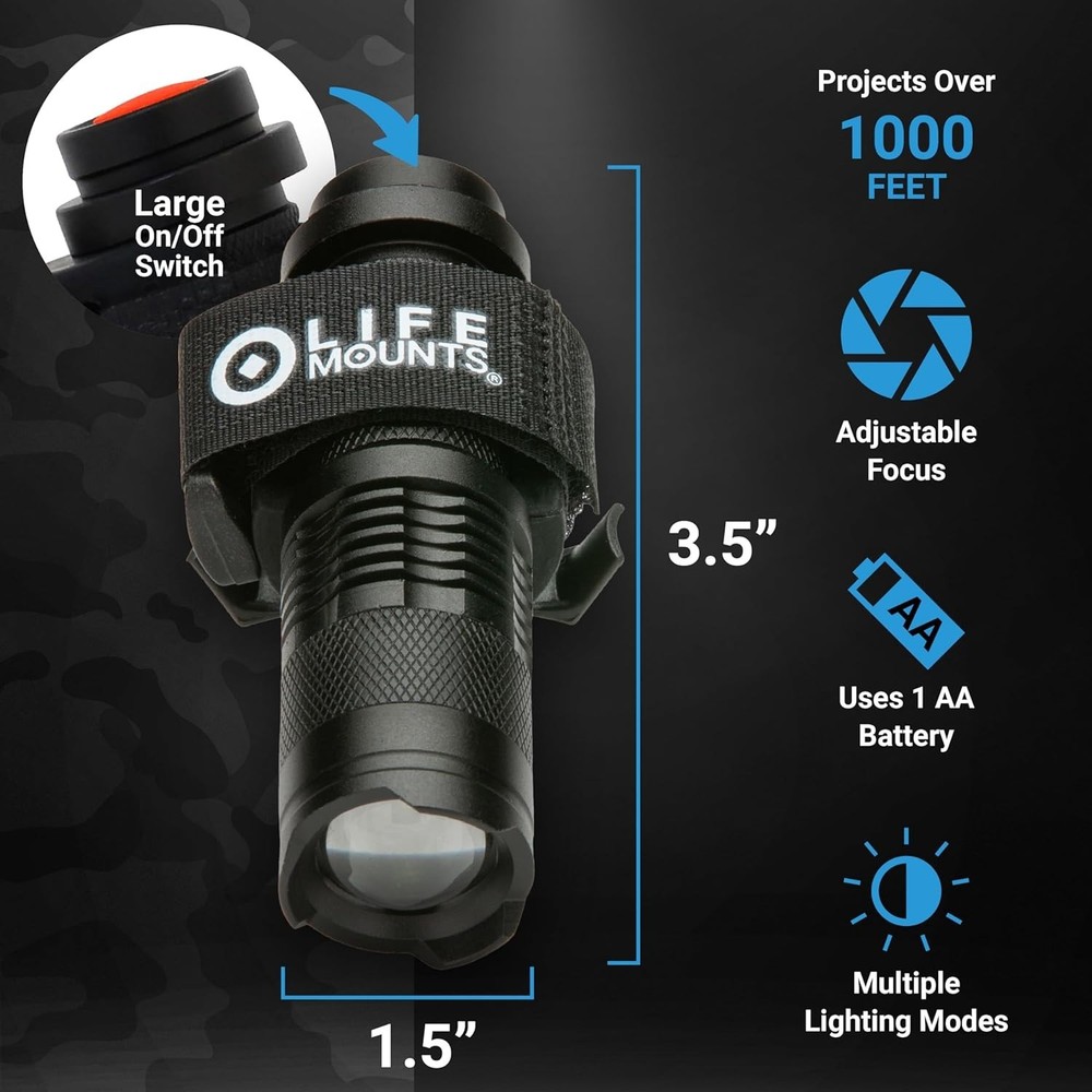 Quick-Detach Tactical Helmet Flashlight - Hands-Free Green LED Mounting System