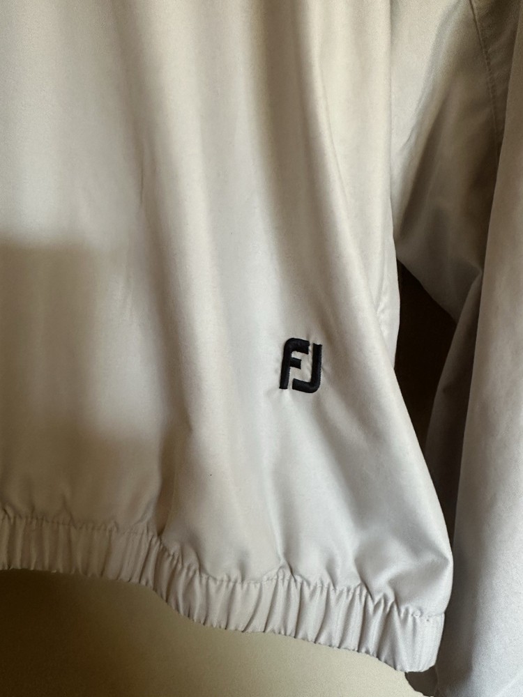 Footjoy FJ Mens Medium Pullover Windbreaker Beige Long Sleeve Golf Jacket EUC