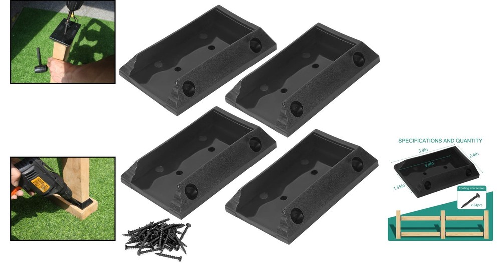 Deck Railing Brackets for 2x4 Wood Posts with Screws 4 Pack