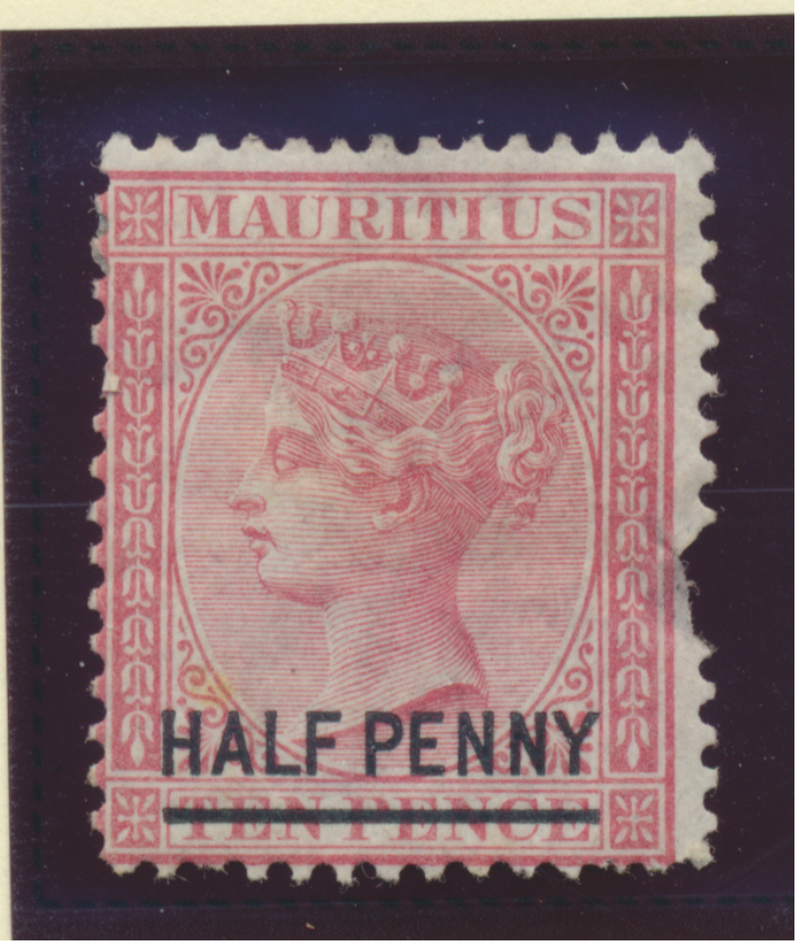Mauritius Stamp Scott #47, Mint Hinged, Torn Perfs/Inclusion On Right Side