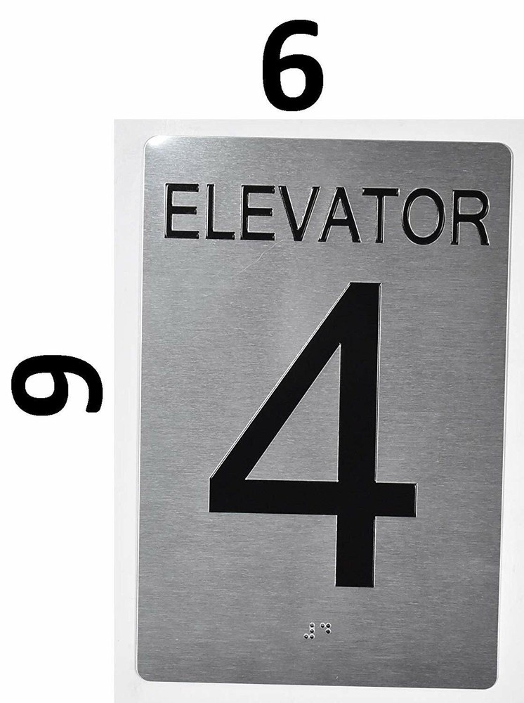 Elevator 4 Sign Silver - ( Brush Silver 6X9)-REF24-1027