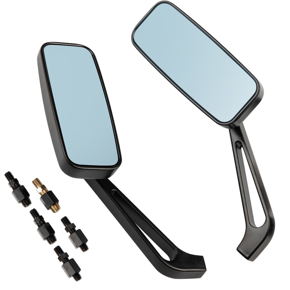 Black US Rectangular Motorcycle Rear View Side Mirrors For Harley Davidson V-Rod