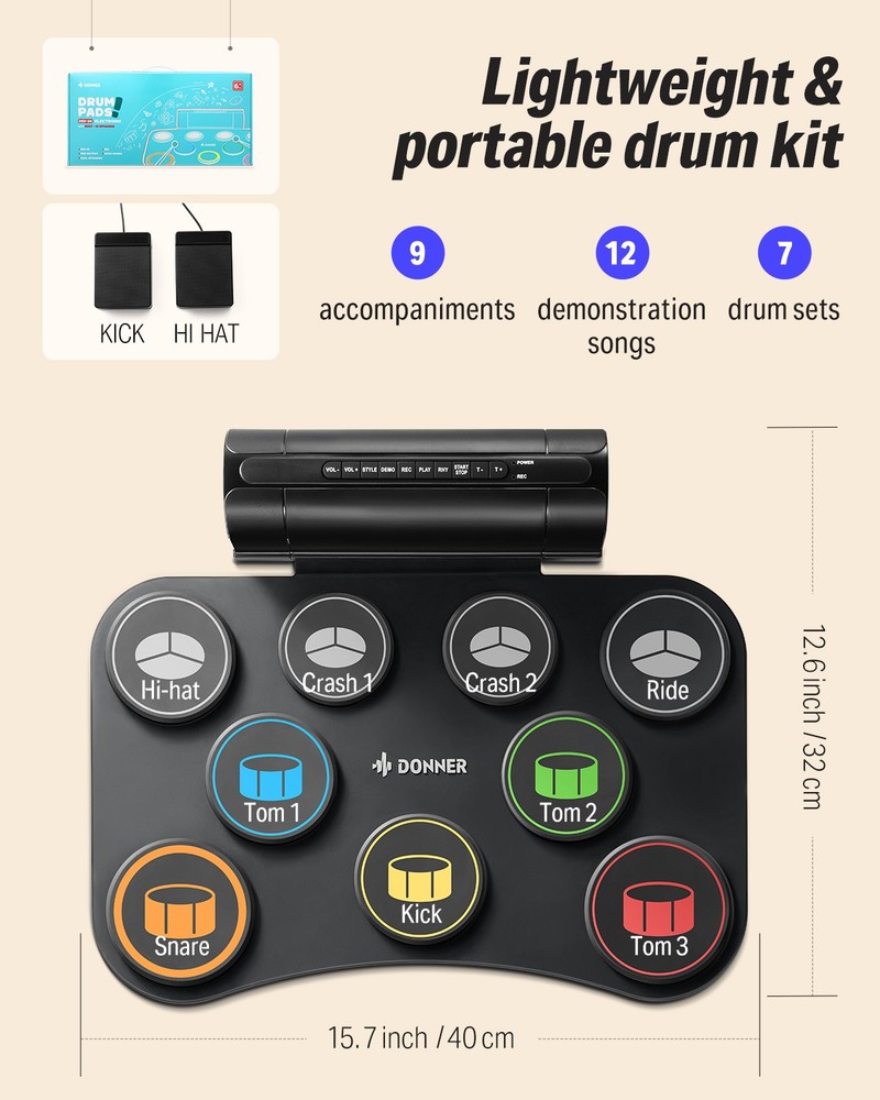 Donner DED-20 SE Electric Drum Roll Up Pad
