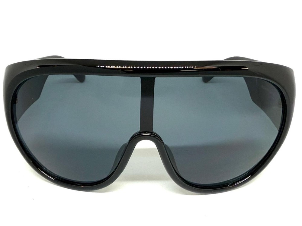 Oversize Exaggerated Modern Retro Wrap Shield SUNGLASSES Large Thick Black Frame