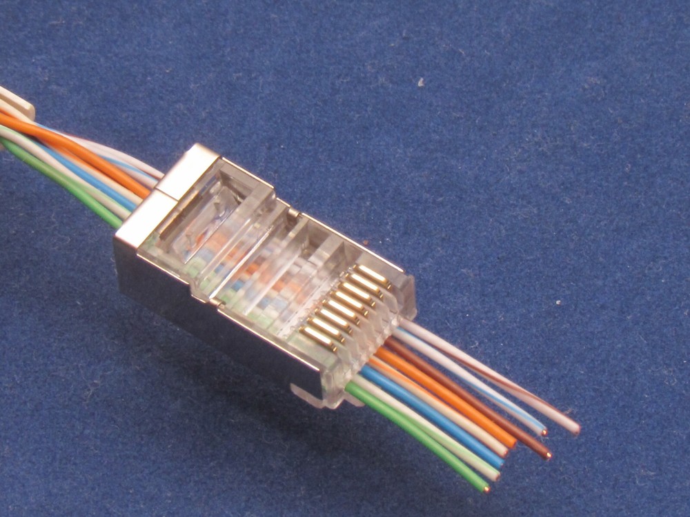 1000 CAT5e RJ45 Network Shielded Modular Plug 8P8C Connector End Pass Through