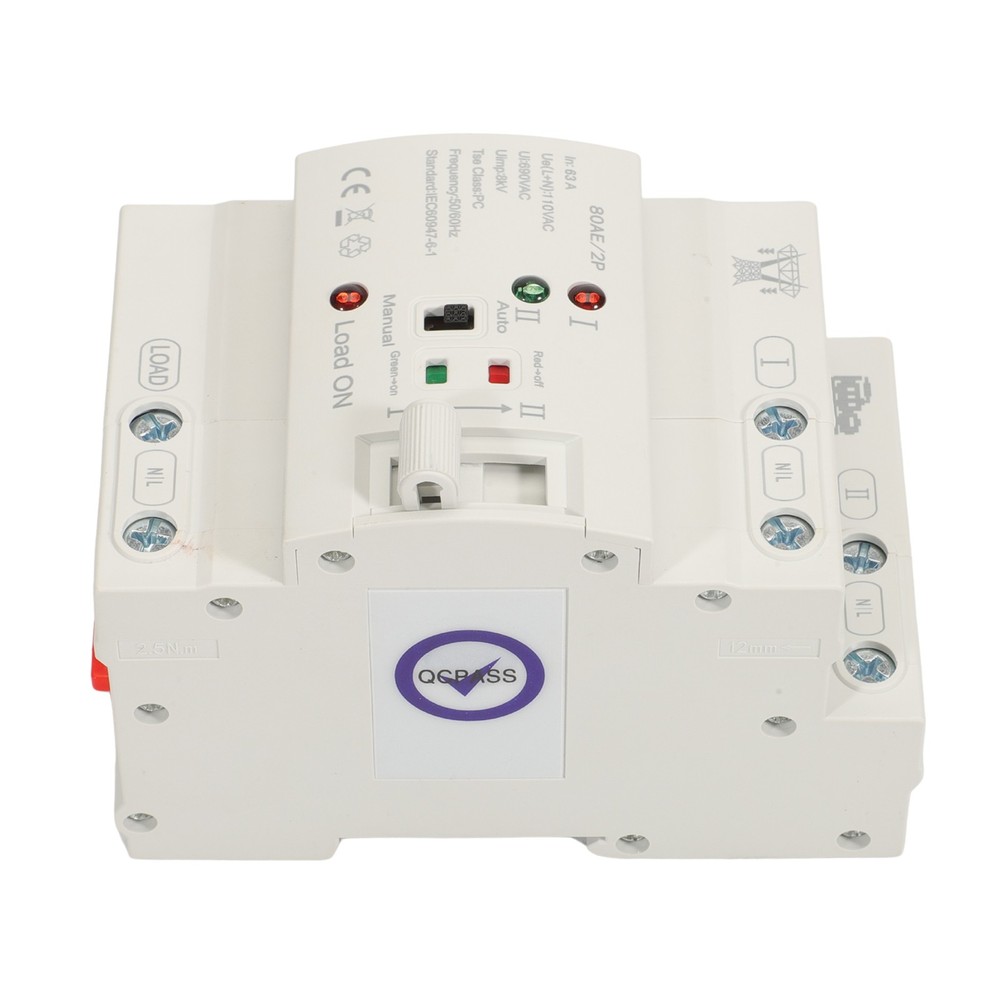 Mini Dual Power Automatic Transfer Switch Grid to Alternator 2P 63A 110V AC