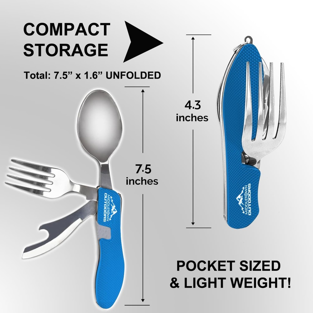 2Pcs Camping Flatware Foldable Utensils Detachable Portable and Versatile Sta...