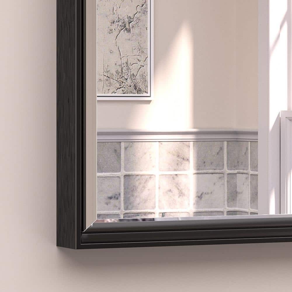 KeonJinn 30" W x 36" H Rectangular Black Beveled Bathroom Mirror