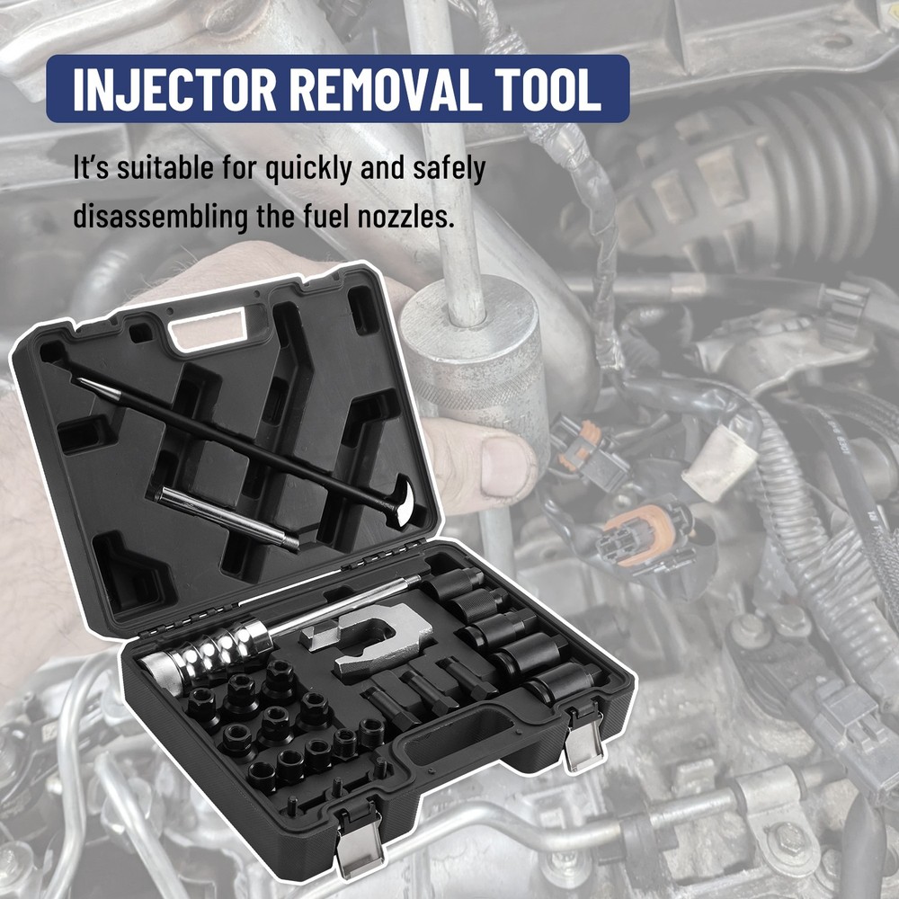 Universal Diesel Injector Puller Slide Hammer Extractor Tool w/ U-Joint Adapter