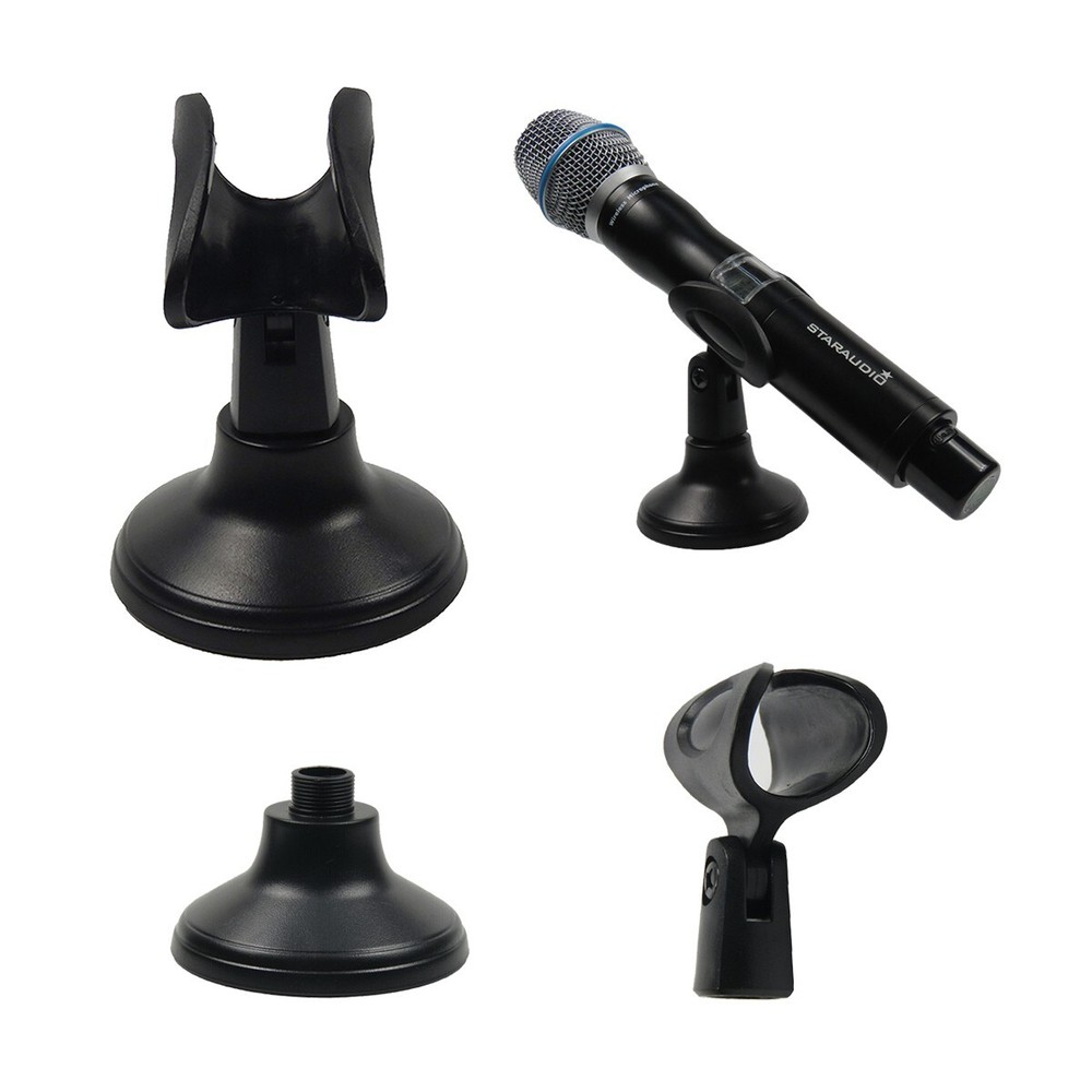 Pair Flexible Adjustable Microphone Stands Clamp Clip Holder Base Mount Stands