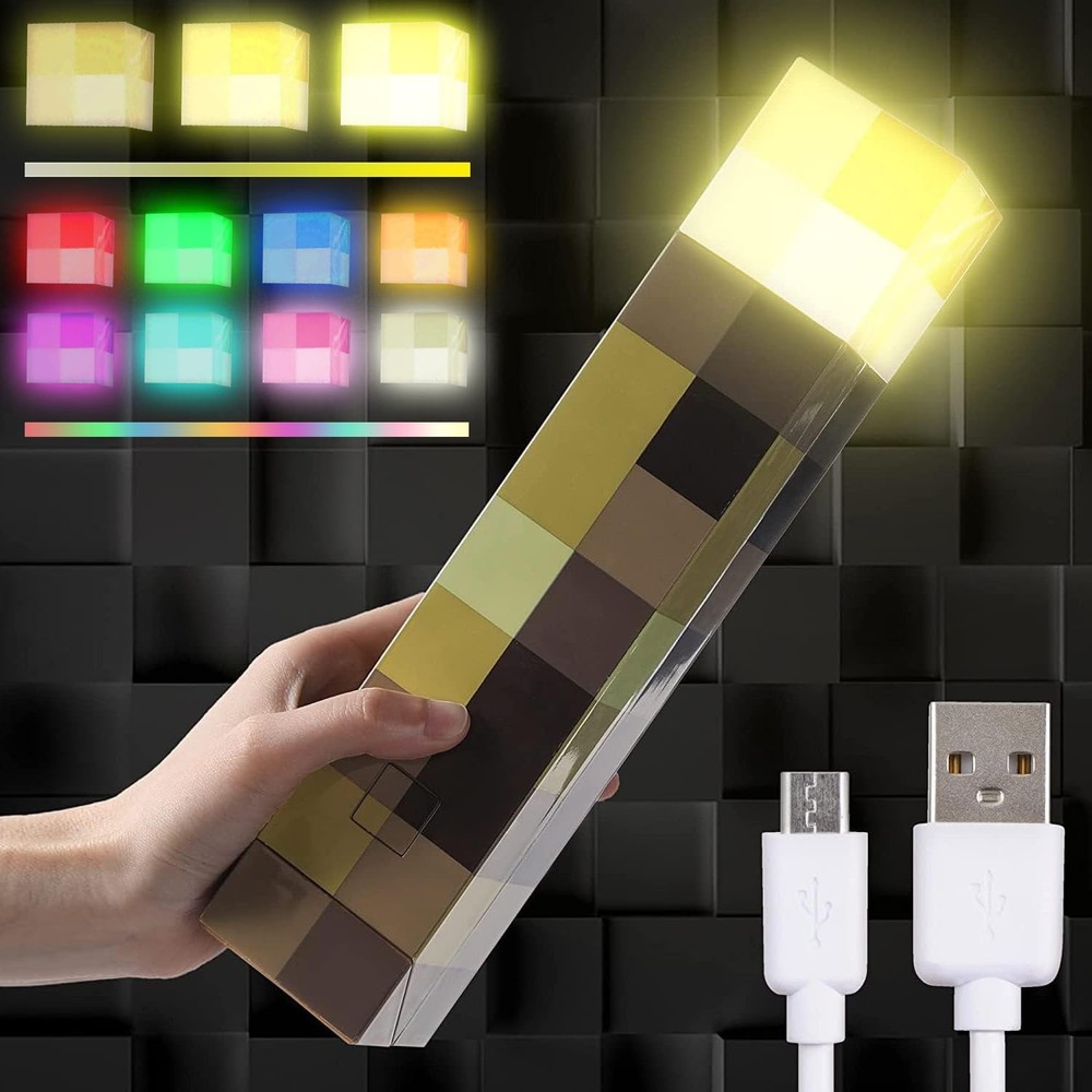 Light-up Wall Torch - Batteries & USB Pluggable Night Lamp - Hand Held or Wal...