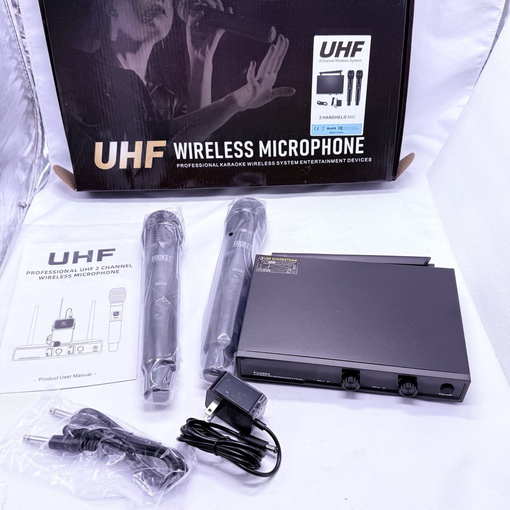 Froket FU-2002 Wireless Mic Combo Pack - 2 Handheld Mics - UHF System