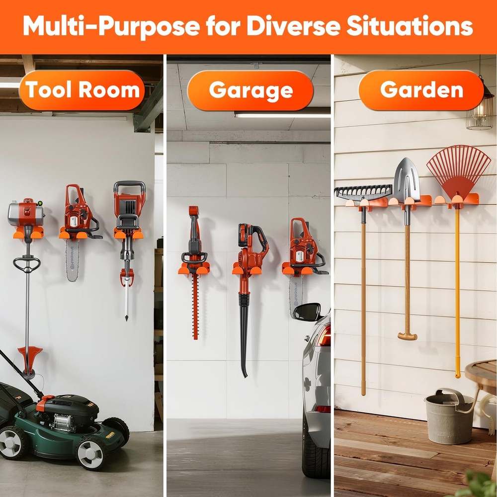 POKIPO Weedeater Hanger, 2 Pack Garage Organize Grass String 2 Pack, Orange
